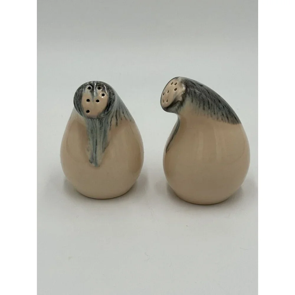 MCM Vernon Ware Salt and Pepper Shakers California‎ Drip Glaze Retro Boho Beige